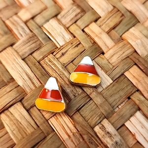 STAINLESS STEEL Candy Corn  PETITE  EARRINGS ALLERGY FRIENDLY